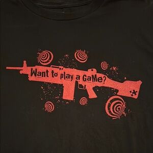 Grunt Style Black Graphic Tee with Red Gun Design